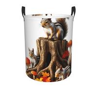 Autumn Squirrel Trio Laundry Basket Hamper Kids Storage Basket Toy Organizer Bin For Bedroom, Bathroom, College Dorms, Boys And Girls