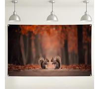 Autumn Squirrel Wall Backdrop, Cute Animal Forest Scene Photography Background for Parties, Fall Indoor/Outdoor Decor 71x43 Inch