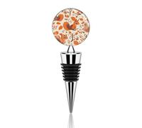 Autumn Squirrel Wine Stopper Silicone Bottle Stopper Leak Proof Wine Cork Keep Fresh Reusable Bottle Sealer Plug for Beverage Champagne Decorative Gifts for Bar Party