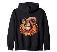 Autumn Squirrel Woodland Pet Fall Leaf Acorns Thanksgiving Zip Hoodie