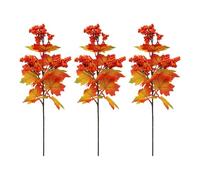 Autumn Stems 3 Pieces Artificial Branches Berries and Maple Leaves