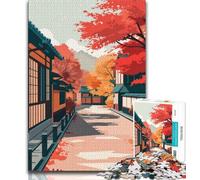 Autumn Street in Japan Puzzles for Teenagers 1000 Pieces,Decompressing Intellectual Educational Toy Birthday Present,Gifts,Wall Art 38x26cm