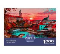 Autumn Sunrise at Czech Český Krumlov Wooden Jigsaw Puzzle Waterproof 1000 Piece Puzzles for Adults Challenging And Brainteasing Home Decoration