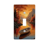 Autumn Sunset Light Switch Cover Plates/Outlet Covers, Warm Orange Mountains and Lake Design, Thermoplastic Wall Plates, Standard Size Single Toggle