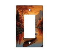 Autumn Sunset Light Switch Cover Plates/Outlet Covers, Warm Orange Mountains and Lake Design, Thermoplastic Wall Plates, Standard Size Single Rocker