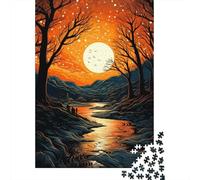 Autumn Sunset River Scene 1000-Piece Puzzle for Adults, 38x26cm/1000pcs; Made for Unhurried Hands-on Leisure; White Pieces with A Smooth Surface