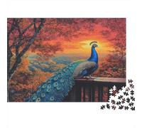 Autumn SunsetJigsaw Puzzles 1000 Pieces for Adults Puzzle Educational GamesPeacock Sitting on The Deck