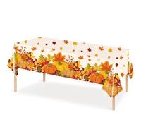Autumn Table Cloth Thanksgiving Decorations Party Tablecloth,137*274CM Autumn Decorations Party Table Cloth with Maple Leaf Pumpkin Print,Wipe Clean Tablecloth Orange Disposable Harvest Table Cover