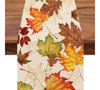 Autumn Table Runner,Fall Thanksgiving Dining Table Cloth Maple Leaf Print Tablecloth Orange Autumnal Centerpiece Decorations Fabric Home Decor,for Harvest Birthday Kitchen Placemats Festival Supplies