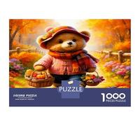 Autumn Teddy 1000 Pieces Jigsaw Puzzle Bundle Harvest Rustic Charm Jigsaw Puzzle Extra-Thick Cardboard Jigsaw Puzzle Collector Mind Relaxation Office Break Travel 38x26cm/1000pcs