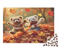 Autumn Teddy Bears 1000 Pieces Jigsaws for Adults & Teens 12+, Thick Paper, Fall Teddy Bears, Educational Entertainment, Improves Memory & Focus, for Men Women 52x38cm/1000pcs
