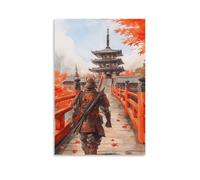 Autumn Temple Landscape Japanese Samurai Posters Room Decor Aesthetic Canvas Wall Art for Living Room Bedroom Prints Paintings Pictures Wall Decor Framed Unframed 12x18inch(30x45cm)