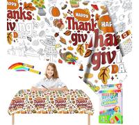 Autumn Thanksgiving Giant Colouring Table Cloths for Kids,Party Tablecloth Coloring Poster with 18 Paint Pens,47x71inch Fall Colour in Table Cloth Drawing Paper Roll Table Cover for Kids Thanksgiving