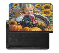 Autumn Thanksgiving Passport Holder with Card Slots Portable Passport Cover Compact Waterproof Passports Protector