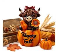 Autumn Thanksgiving Pumpkin Cow Figurines for Home Decor
