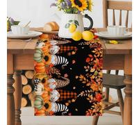 Autumn Thanksgiving Pumpkins Table Runner 72 Inches Long,Table Runners Kitchen Dining Tables Decoration for Home Party Decor, Three Fall Gnomes Tables Runner Wedding Dresser Scarf