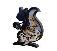 Autumn Thanksgiving Tiered Tray Decors Tabletop Centerpieces Harvest Wishes Block Sign Fall Wood Squirrels Sign Cutout Squirrels Block Signs With Cutout