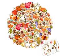 Autumn Theme Scrapbook Stickers - 50PCS Scrapbooking Stickers Pumpkin Fall Leaves Stickers for Laptop Car Scrapbook Phone Skateboard Water Bottle