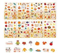 Autumn Theme Stickers, 8 Sheets Fall Stickers for Kids Self-Adhesive Pumpkin Maple Leaf Sticker Thanksgiving Decals for Laptop Car Scrapbook Phone Skateboard Water Bottle Phone Y7QJSZTZ