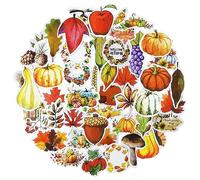 Autumn Theme Stickers for Crafts Cardmaking Scrapbooking, Thanksgiving Halloween Pumpkin Fall Leaves Stickers for Laptop Car Scrapbook Phone Skateboard Water Bottle Phone A3QTTZ (A)