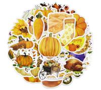 Autumn Theme Stickers for Crafts Cardmaking Scrapbooking, Thanksgiving Pumpkin Fall Leaves Stickers for Laptop Car Scrapbook Phone Skateboard Water Bottle Phone A3QTTZ (B)