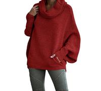 Autumn Tops Ladies V Neck Jumpers for Women UK Womens Cowl Neck Pullover Sweater with Pockets Batwing Long Sleeve Sweatshirts Casual Turtleneck Jumper Tops Womens Jumpers Size 18 Ladies Long Rd1 L