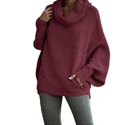 Autumn Tops Ladies V Neck Jumpers for Women UK Womens Cowl Neck Pullover Sweater with Pockets Batwing Long Sleeve Sweatshirts Casual Turtleneck Jumper Tops Womens Jumpers Size 18 Ladies Rd2 XXL
