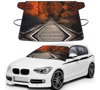 Autumn track Printed Car Windshield Snow Cover, Waterproof Windshield Cover for Ice, Snow & Sun, Fits Most Cars & SUVs - 69x42.5''