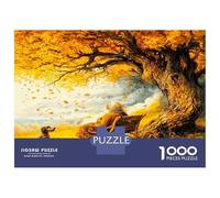 Autumn Tree Bench Dog 1000 Piece Jigsaw Puzzle Bundle Serene Fall Tranquility Classic Jigsaw Puzzle Thick Cardboard Teen Puzzle Fans 12-18 Logic Skill After-School Party Game Best Gift Lovers 52x38cm/