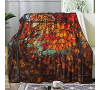Autumn Tree Blanket King Size, Stained Glass Fleece Throw Blanket for Bed Sofa Couch, Soft Cozy Flannel, Large 200x240 cm, Decor & Gifts (W49)