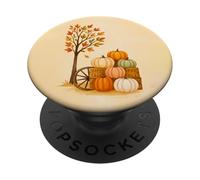 Autumn Tree Falling Leaves Pumpkin Harvest Season Happy Fall PopSockets Adhesive PopGrip