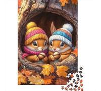 Autumn Tree Hollow Squirrel 1000 Piece Jigsaw Puzzle Paper Jigsaw Puzzle for Adults Cozy Forest Scene Relaxing Focus Family Home Decor Gift 70x50cm/1000pcs