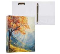 Autumn Tree in The Mountains 3-Ring Binder 1.5 Inch, PVC Material Document Organizer with D-Ring and Clear View Pocket for Office Supplies-1 Pack