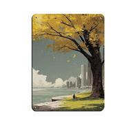 Autumn Tree Lake Cityscape Retro Poster Metal Tin Sign Chic Art Retro Iron Painting Bar People Cave Cafe Family Garage Poster Wall Decoration 12x16inch(30x40cm)
