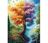 Autumn Tree Over Stream 500 Pc Classic Jigsaw Puzzle Mitos Cuento De Hadas Puzzle for Adults Hard Challenging Hobby Home Decor Poster Eco Friendly Material 500 PCS