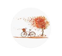 Autumn Tree With Aged Old Bike Magnetic Round Refrigerator Magnets, Adorable Designs, Perfect For Personalized Home Decor