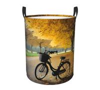 Autumn Tree with Aged Old Bike Print Round Laundry Hamper for Clothes Bedroom Bathroom Collapsible Basket Storage Bin