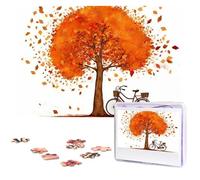 Autumn Tree With Aged Old Bike Wooden Puzzles 1000 Pieces Personalized Jigsaw Puzzle For Adults Interesting Custom Photo Puzzles Gift For Holiday Birthday Wedding Anniversay