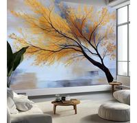 Autumn Trees Branches Textures Mural Wallpaper 400 x 280 cm, Wall Decoration Paper Poster Bohemian Abstract Art for Teen Kids Bedroom Playroom Home Decoration Wallpaper