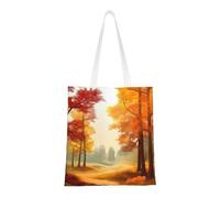 Autumn Trees Scenery Tote Bag For Women,Canvas Shoulder Bags With Pockets Shopping Bag Cute Reusable Grocery Bags