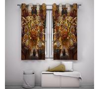 Autumn Turkey Feast Blackout Curtains Festive Dining Room Decor Thermal Insulated Draperies for Thanksgiving Living Room Window 66x54 Inch 2 Panels