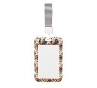 Autumn Turkey Fruit Print Badge Holder with Lanyard, Hard Plastic Vertical Name ID Card Badge Holders