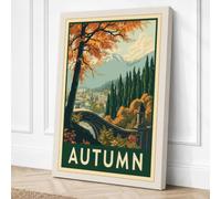 Autumn Valley Journey Vintage Canvas Wall Art Print 24x16 Inch