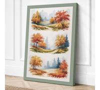 Autumn Vignettes Scandinavian Canvas Wall Art Print 18x12 Inch