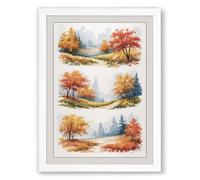 Autumn Vignettes Scandinavian Framed Wall Art Print A1 (84.1×59.4cm) White, Wall Decor for Living Room, Bedroom, Office & Home, Ready to Hang, Art Gift