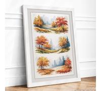 Autumn Vignettes Scandinavian Framed Wall Art Print A3 (42×29.7cm) White,