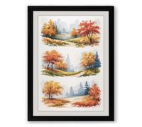 Autumn Vignettes Scandinavian Framed Wall Art Print A4 (29.7×21cm) Black, Wall Decor for Living Room, Bedroom, Office & Home, Ready to Hang, Art Gift