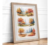 Autumn Vignettes Scandinavian Framed Wall Art Print A4 (29.7×21cm) Oak,