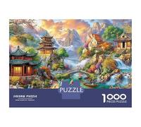 Autumn Village Jigsaws 1000 Piece Puzzle Traditional Asian Garden Vibrant Challenge High Difficulty Fit Together Perfectly for Adults & Kids Age 12 Years Up 38x26cm/1000pcs
