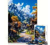 Autumn Village Mountain Landscape Jigsaw 1000 Pieces for Teenagers Analytical Skill Mindful Leisure Tight Join Holiday Treat (38x26cm)